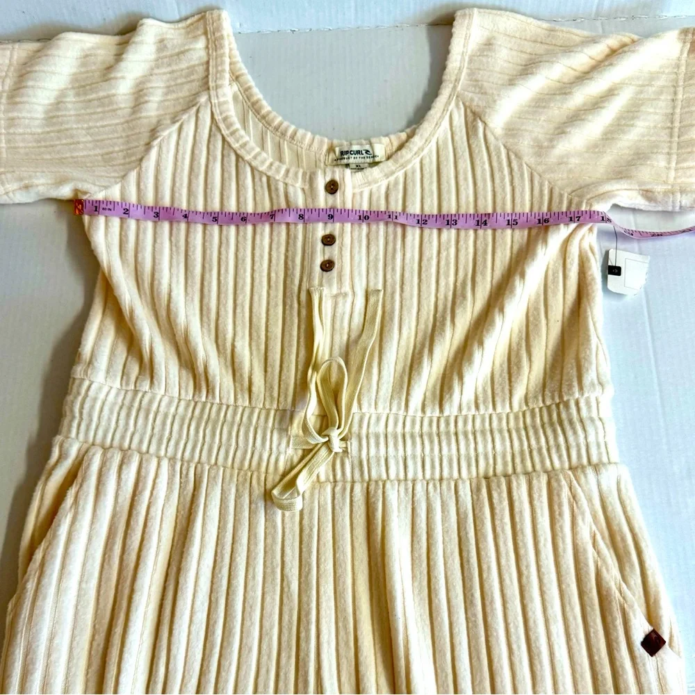 NWOT Rip Curl Cozy Jumpsuit- cream cozy fuzzy elastic waist ribbed .Size XL - Picture 9 of 14